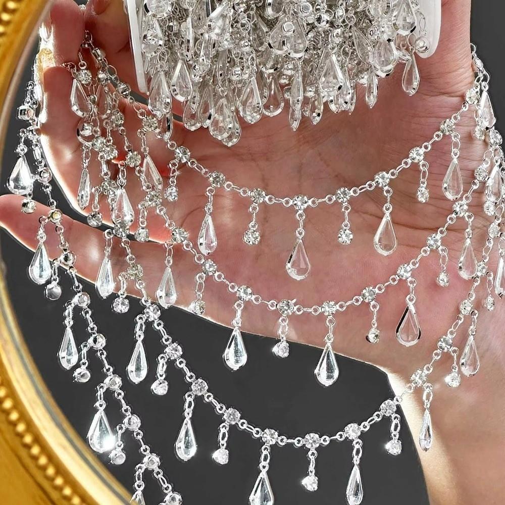 Clear Crystal White Rhinestone Beads Crystal Glass Chain For Necklace Anklet Bracelet