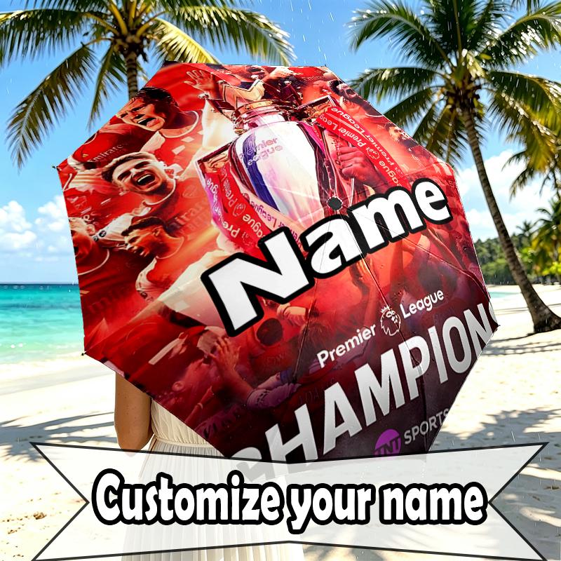 Custom Name Personalized football team Print Umbrella, Auto Open Close, 8‑Rib Sturdy Frame, Commute Camping Hiking Use, Birthday Gift