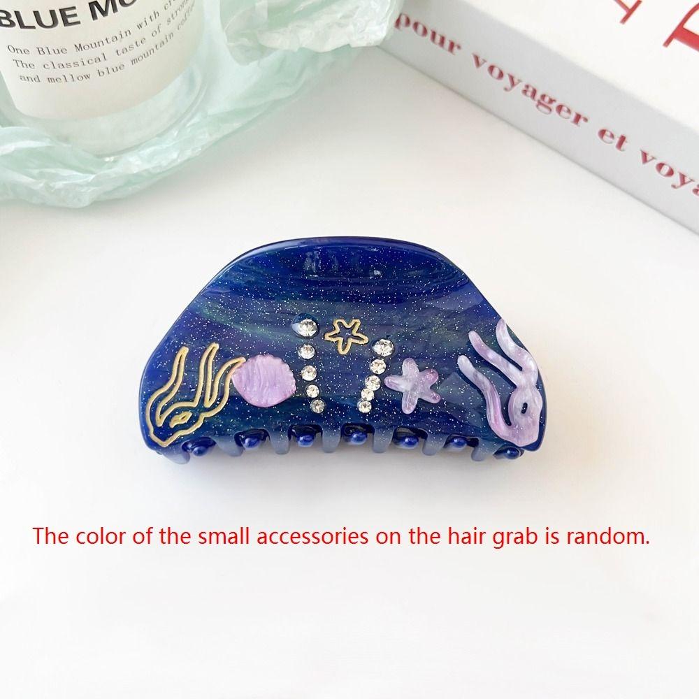 Starfish Ocean Shell  Hair Grab Hair Clip Acrylic Shark Clip Cute Rhinestone  Hair Claw  Girls