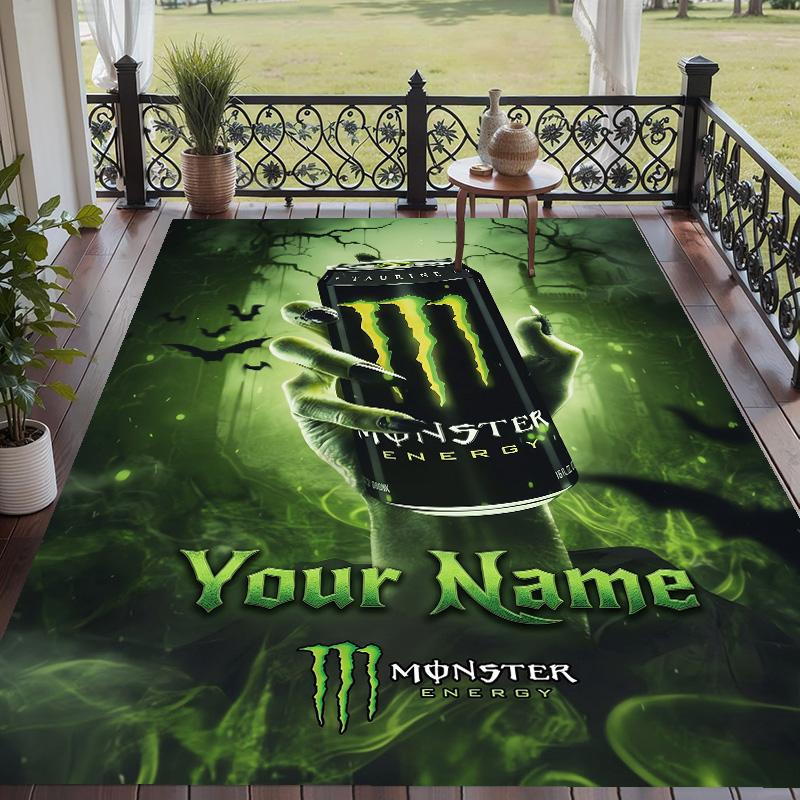 Custom Text Printed Rug Monster Energy Non Slip Floor Carpet For Home Room Decor