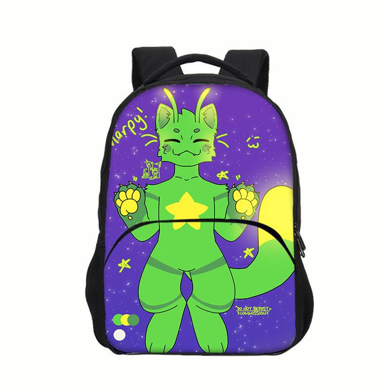 Рюкзак-регреватор Gnarpy Green Cat с принтом для школы