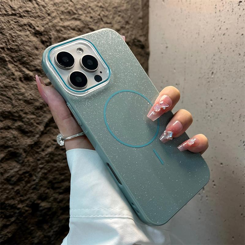 Luxury Bling Glitter For Magsafe Magnetic Case For iPhone 16 15 14 Plus 13 12 11 Pro Max Wireless Charging Shockproof IMD Cover