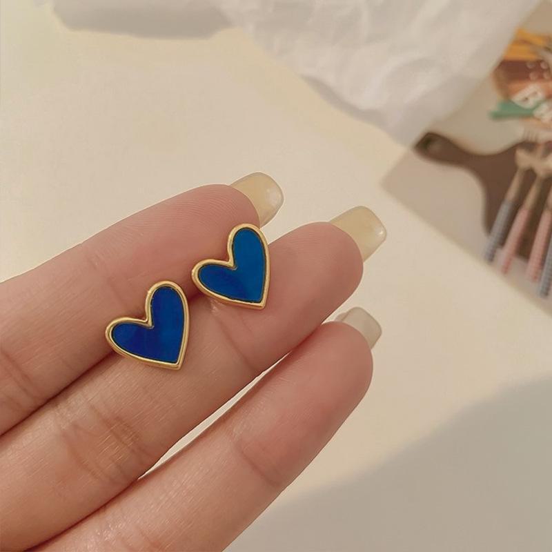 Серьги-иглы Blue Love в корейском стиле из серебра 925 пробы для девочек — милые и изысканные для женщин