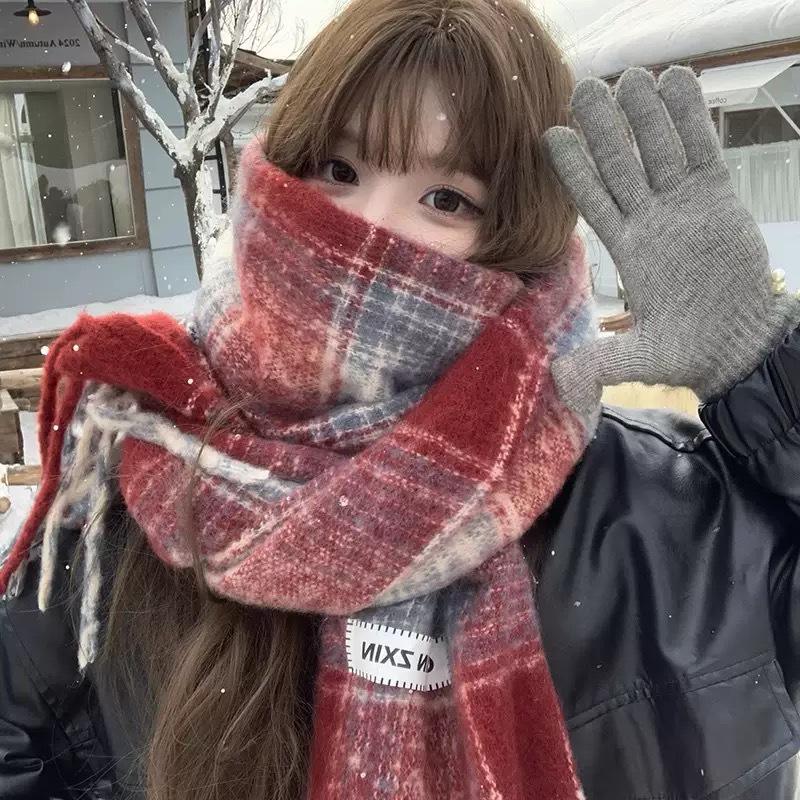 Meiraid Women's Striped Scarf: Warm, Thickened, Versatile Neckwear for Autumn and Winter