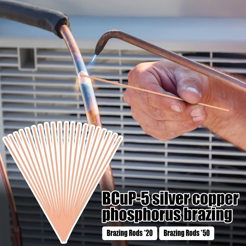 20/50 Pcs Silver Phosphor Copper Brazing Rod Flat Welding Stick BCuP-5 Brazing Rod Flat Welding Stick for Copper Repair Tools