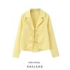 Kaslead New Arrival Women's Fashion Style Fashion Minimalist All-Matching Suit Collar Tied Long Sleeves Shirt