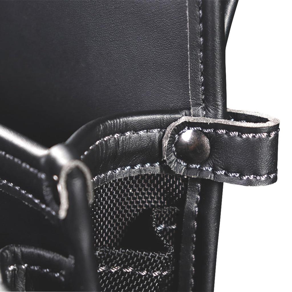 Fujiya Architectural Thin Waist Bag 3 Tiers Black Gold LIGHT PU LEATHER SERIES AB-43BG