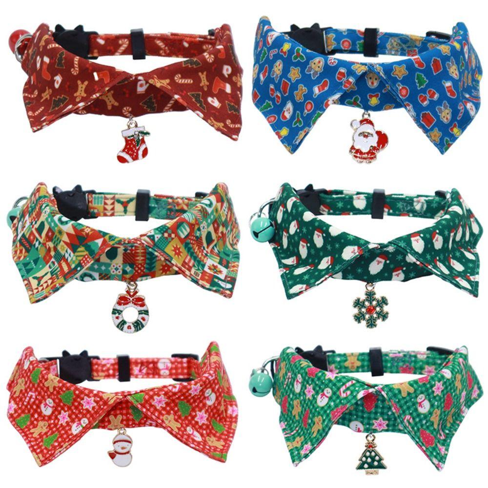 Милое рождественское ожерелье для котенка с колокольчиком 18-28см/7.09-11.02дюйма Рождественский галстук-бабочка для котенка Модный мягкий