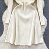 Knitted dress Women Autumn and Winter New High Sense Chic Waist Hugging Slimming Temperament Lapel Sweater Dress