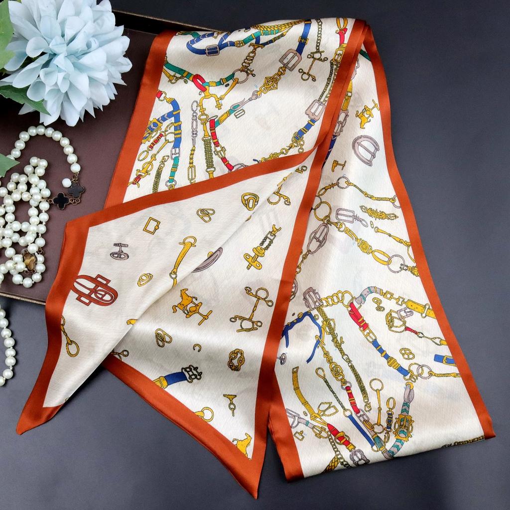 Галстук из тутового шелка для женщин Универсальный осенний стиль Шикарный узкий Многофункциональный декоративный Двухслойный шарф из 100% шелка