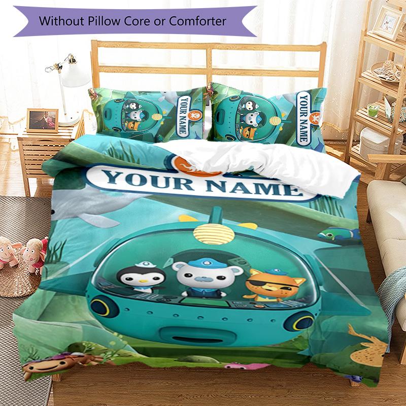 3pcs OCTONAUTS Cover Set - Personalized Name, HD Printed Bedding with 1 Cover and 2 Pillowcases - Perfect for Home Decor, Easy Care
