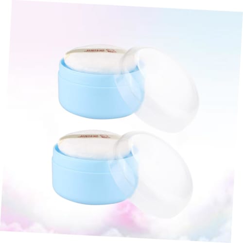 MOLUCKFU Набор из 2 пустых пудрениц с сифтером и регулируемым дозатором пудры, идеально подходит для дома или путешествий, включает милый спонж-пуховку