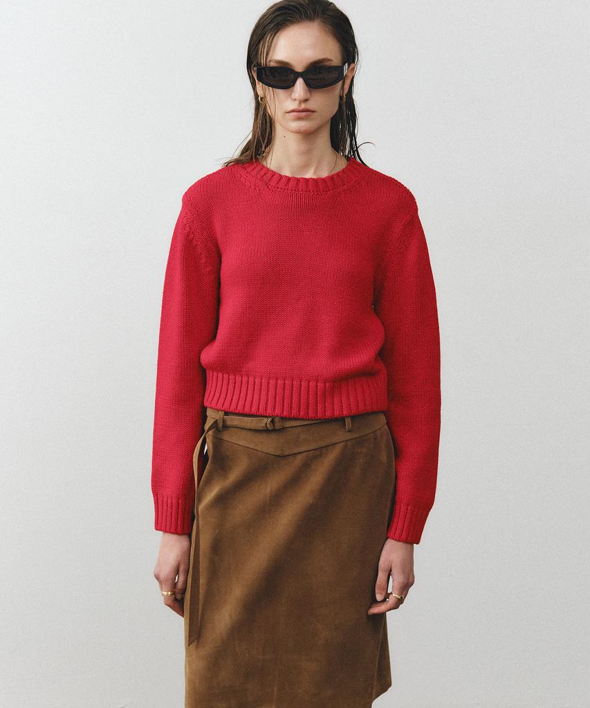 NOIRER FOR WOMAN Heavy Cotton Crop Knit (Red)