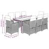 VidaXL Ensemble à Manger de Jardin avec Coussins 9 pcs, Table et Chaises avec Dossier Réglable, Meubles d'Extérieur Patio 3212201
