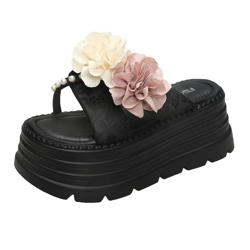 Fashion 7.5CM Heels Wedge Slides Sandals Women Casual Outdoor Slippers Female Summer Non Slip Beach Slipper Walking Chunky Shoes Woman