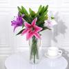 Artificial Flower Weather-resistant Non-fading No Withering No-Watering Easy Maintenance 3D Printing 3 Heads Artificial Lily Flower Home Decor
