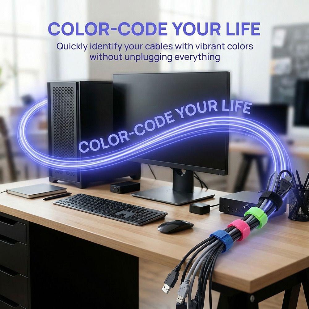 50PCS Reusable Cord Lead Straps Adjustable Wire Ties Colorful Cable Ties  Tape Ties