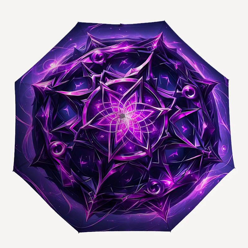 1pc Cosmic Mandala Folding Umbrella, Durable, Suitable for Outdoor Activities or Rain, Suitable for Commuting yy251027051