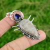 925 Silver Fossil Coral Gemstone Tanzanite Quartz Root Chakra Engagement Pendant