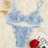 Women's Sexy Floral Embroidered Mesh Suits with Applique Bras
