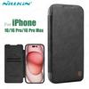 Для iPhone 16 Pro / Pro Max Чехол-книжка NILLKIN Qin Prop из кожи с подставкой и шарнирной крышкой для защиты камеры для iPhone 16