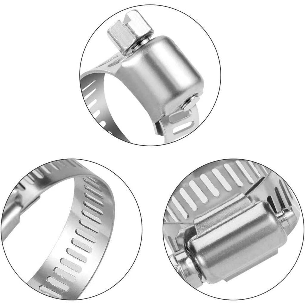 20pcs/60pcs Hose Clamp Assortment Kit Stainless Steel Hose Clamps Adjustable 1/4''-1-1/2'' (6-38mm) Swivel Metal Fuel Hose Clamp