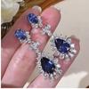 BELLA BOX Heavy Industry Simulation Sapphire Water Drop Shaped Drop Earrings Suitable For Women's Daily Party Fashion Jewelry