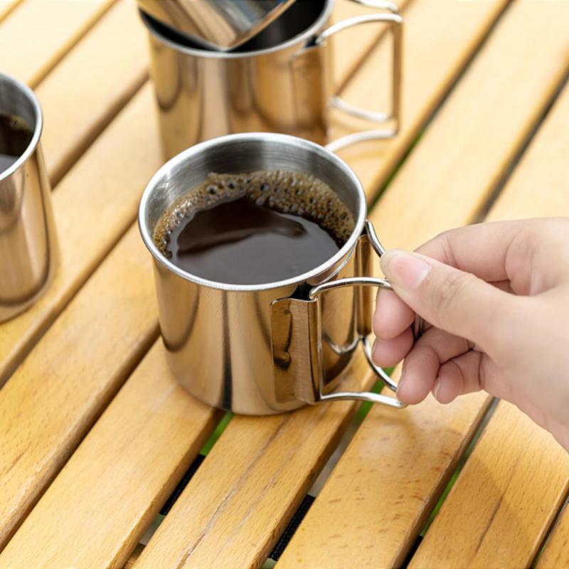 1/4pcs Stailess Steel Cup Portable Carabiner Cup Outdoor Folding Camping Cups Mug For Home Camping Hiking Outdoor Tableware