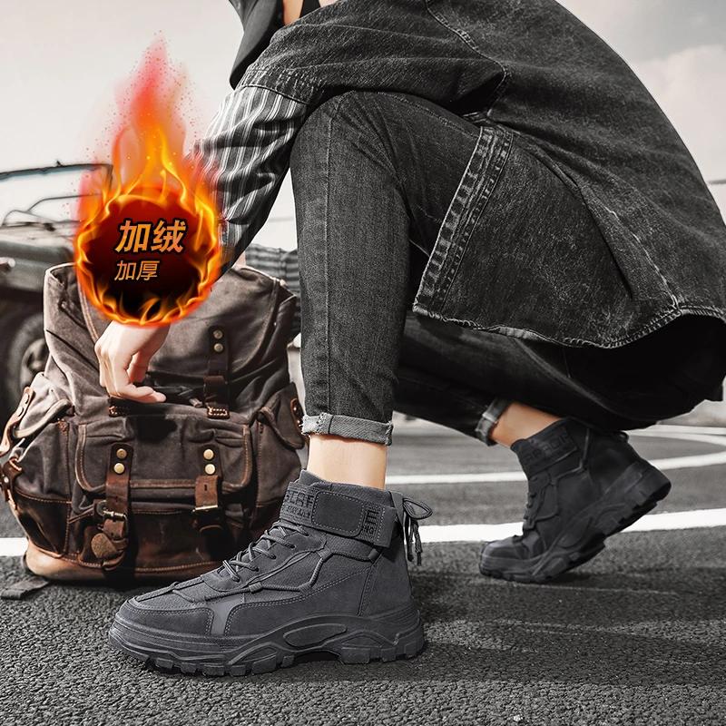 Зимние ботинки для мужчин Лоферы Ботильоны Мужские кроссовки Повседневные кроссовки Защитная обувь Холщовые Спортивные и для отдыха Модные Платформа