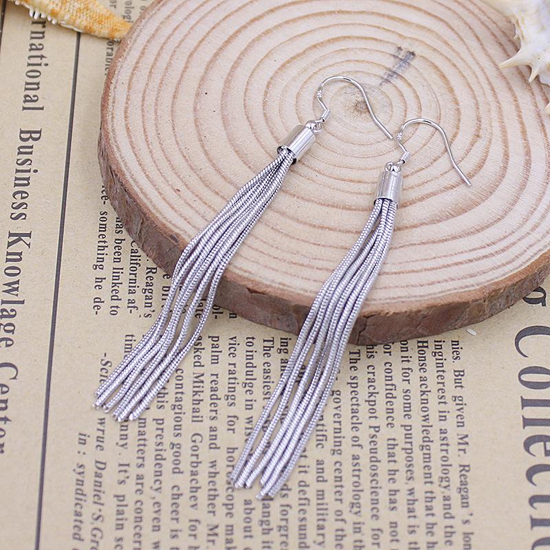 Длинные серьги-кисточки с серебряным покрытием, шесть ушей, пасторальные модные женские серьги-подвески, простые серьги принцессы
