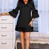 2024 Summer Plus Size Women's Loose Tie Ruffle Dress