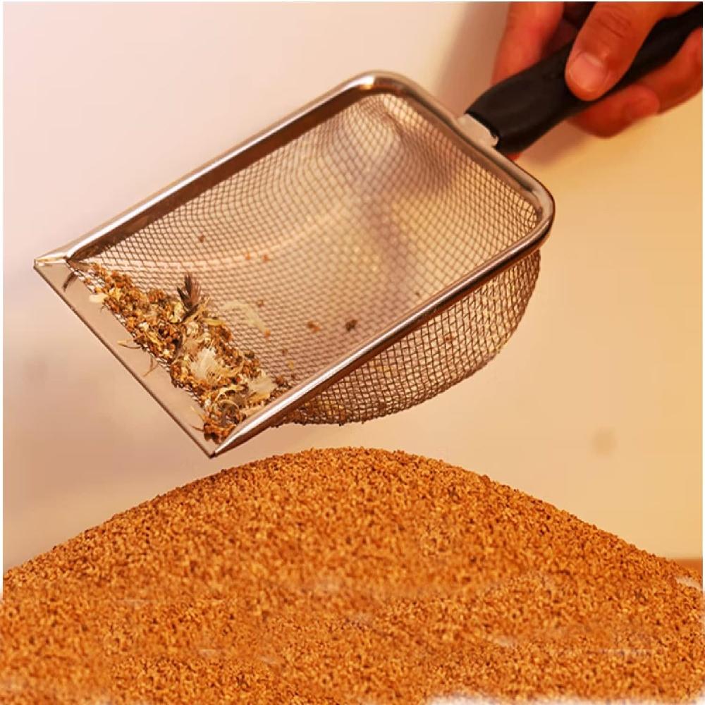 Falltail Stainless Steel Reptile Sand Substrate Scoop Shovel Sifter Fine Mesh Metal Reptile Litter Cleaner Scooper For Sand Bedding