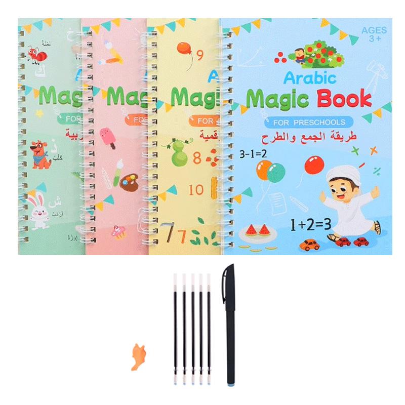Арабская Магия Практика Тетрадь Ручка Дошкольники Дети Каллиграфия Блокнот Бесплатное Вытирание Дети Многоразовая Книга для Письма Возраст 3-6