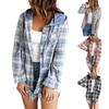 Fashion Women's Printed Casual Hooded Breasted Long Sleeved Shirt Coat