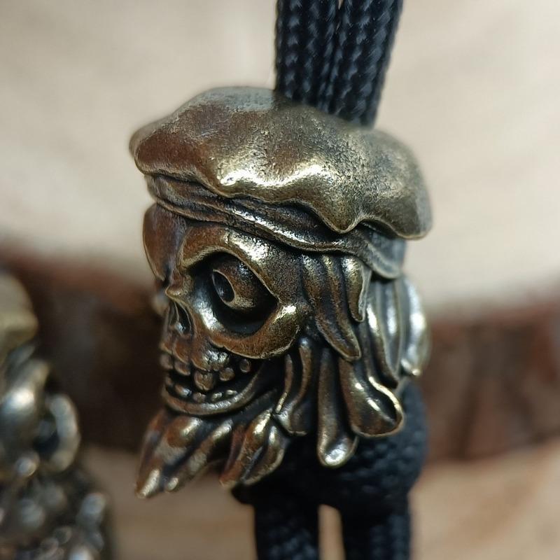 Голова Черепа Моряка Латунные Бусины для Ножа EDC DIY Плетеные Браслеты из Паракорда Брелок для Ключей Подвески Аксессуары Инструмент для Походов Подвешивание
