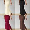 Ladies' Solid Color Tight Fitting High Waisted Fish Tail Fashionable Skirt