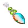 Bi-Color Tourmaline, Peridot 925 Sterling Silver Jewelry Pendant 2.5" AH-3293