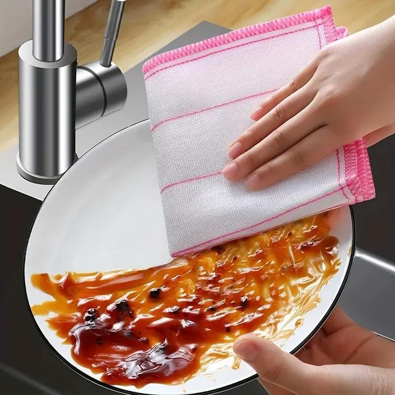 Многоразовая 5-слойная кухонная салфетка из 100% хлопковой микрофибры 25x25 см, супервпитывающая, маслостойкая, обезжиривающая, легко моющаяся, полотенце для посуды