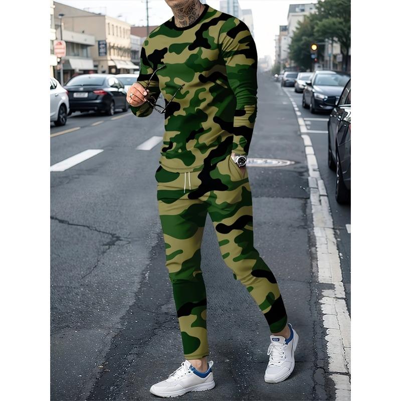 Мужской модный novelty набор пижамы и домашней одежды с граффити, осенний мужской повседневный комплект: футболка с длинным рукавом, уличные модные брюки