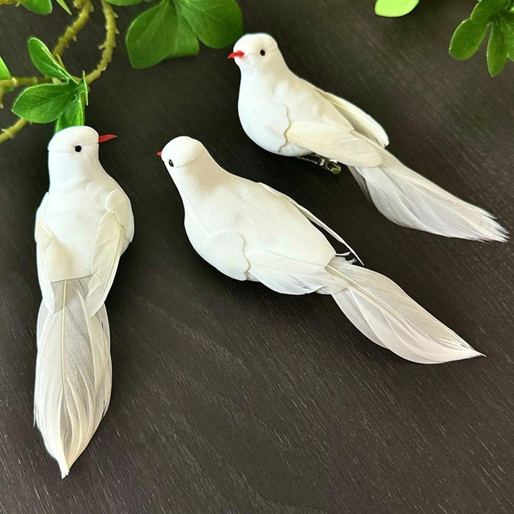 6PCS Foam Dove Artificial Birds DIY Accessories Artificial Bird Model Garden Ornament