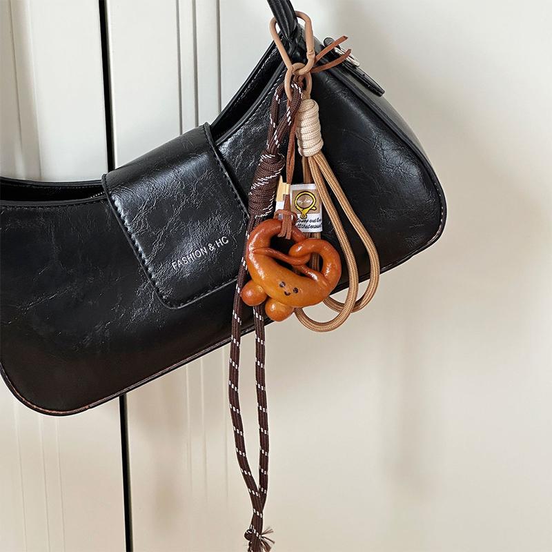 Творческий брелок для ключей в виде хлеба с щелочной водой, симпатичное улыбающееся лицо, плетеная веревка, брелок для рюкзака, украшения, аксессуары, подарки