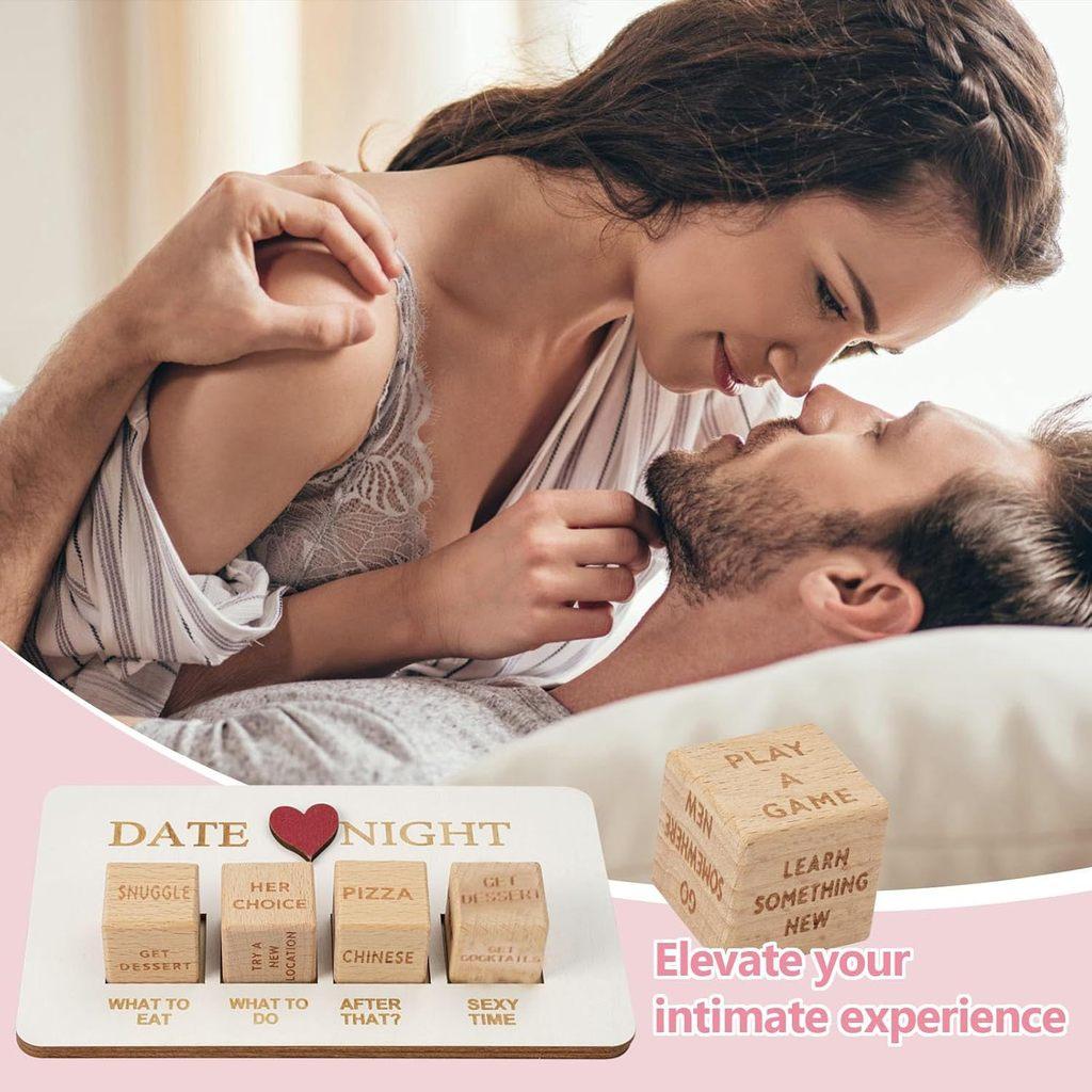 Date Night Dice Wooden Game For Couples With Printed Board Valentine Gift