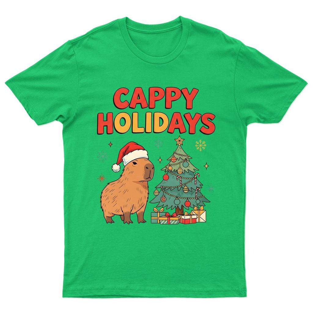 Cappy Holidays Capybara Christmas T-Shirt Unisex Gift Retro Funny Womens