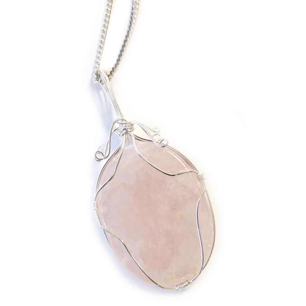 Rose Quartz Swirl Wrapped Necklace