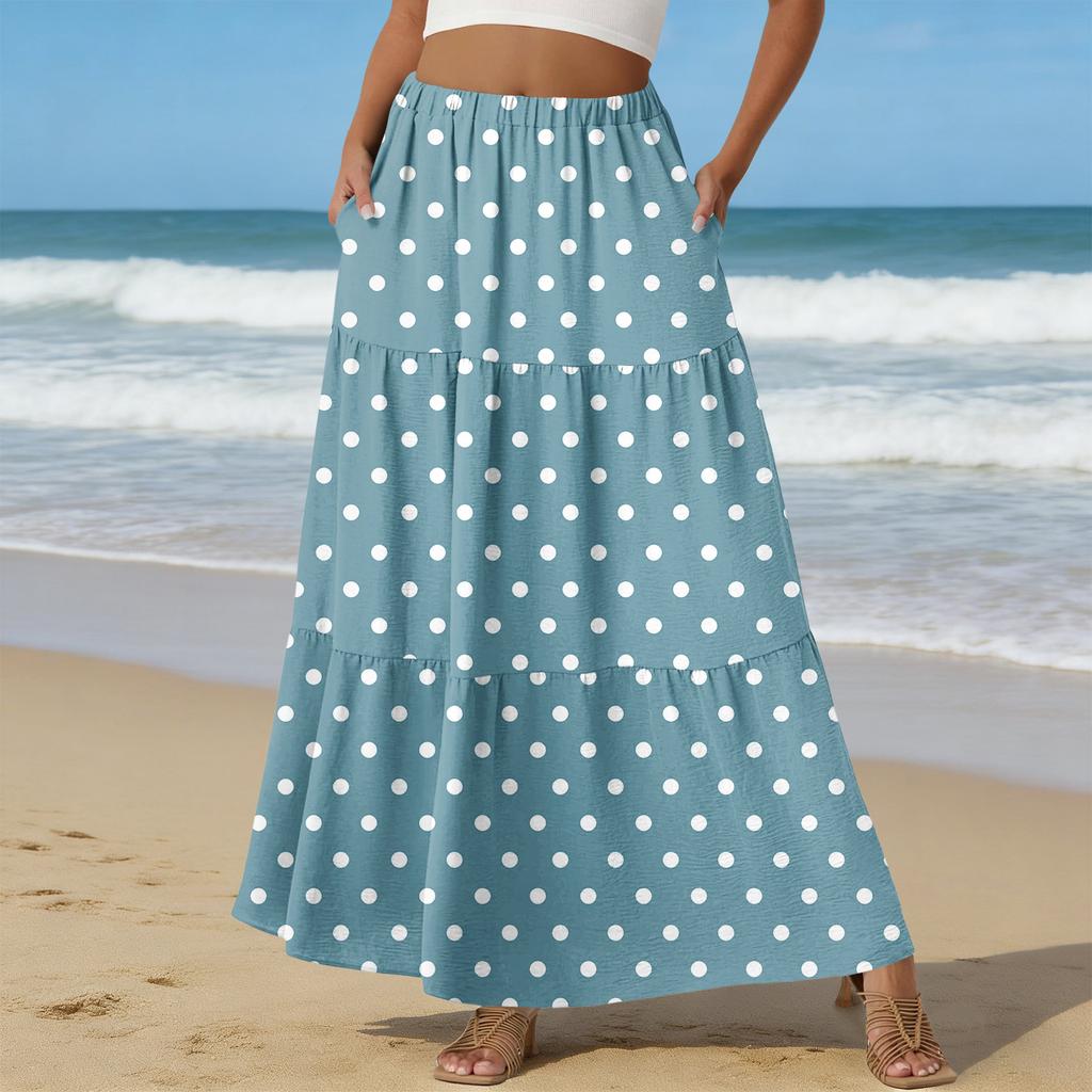 Женская Повседневная Юбка А-силуэта с Высокой Талией и Шнурком Цветная Юбка С Карманами