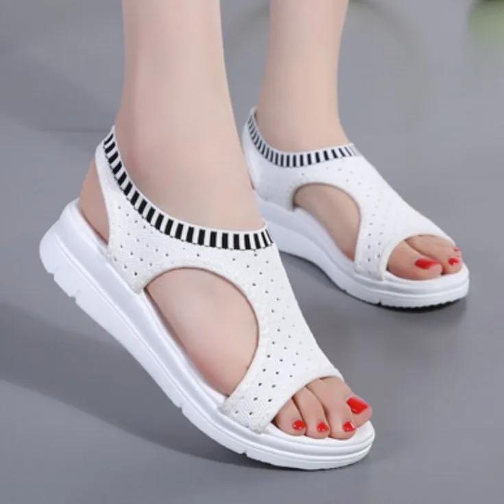 2025Women Sandals Breathable Comfort Shopping Ladies Walking Shoes Wedge Heels Summer Platform Sandal Shoes Mujer Plus Size