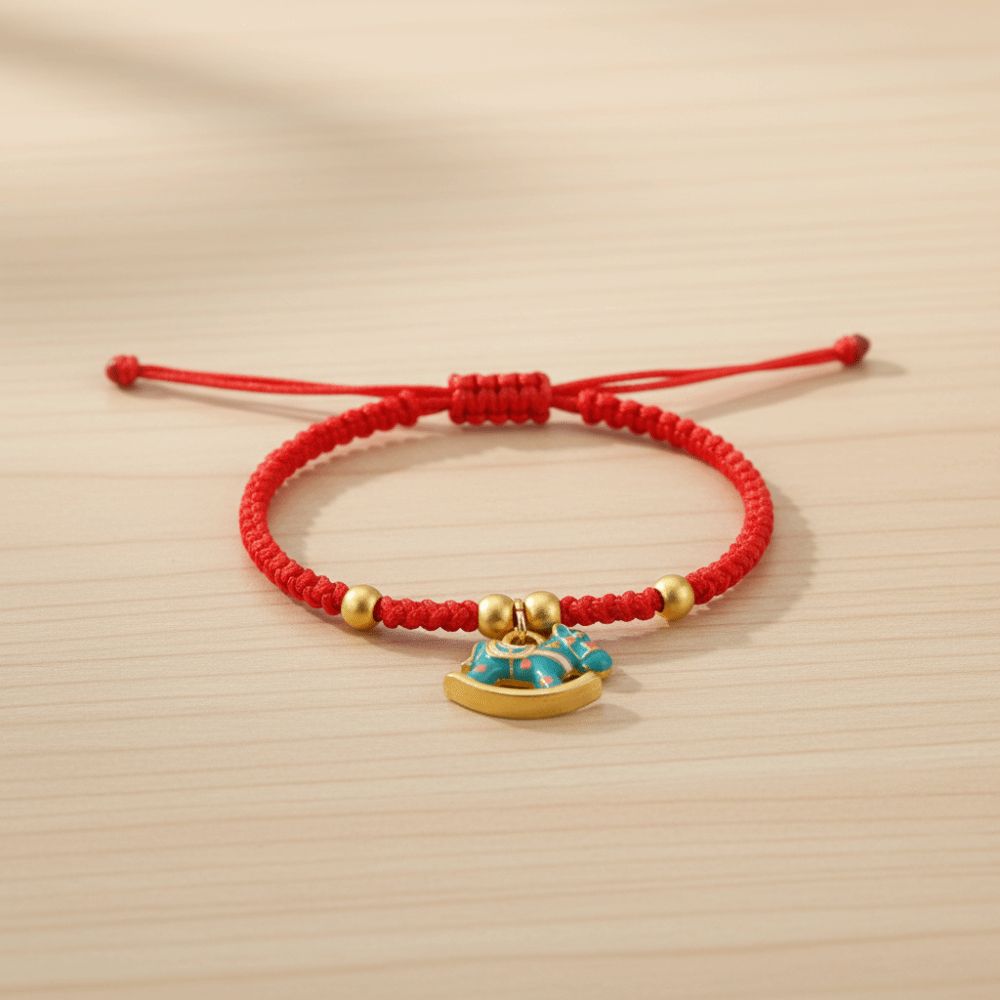Fortune Lucky Pony Red Rope Chinese Style Red Rope Weave Bracelet Horse Pendant Bracelet  Gift