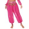 Womens Belly Dance Costume Chiffon Bloomers Plastic Beads Tassels Metallic Ruched Waistband Side Split Pants