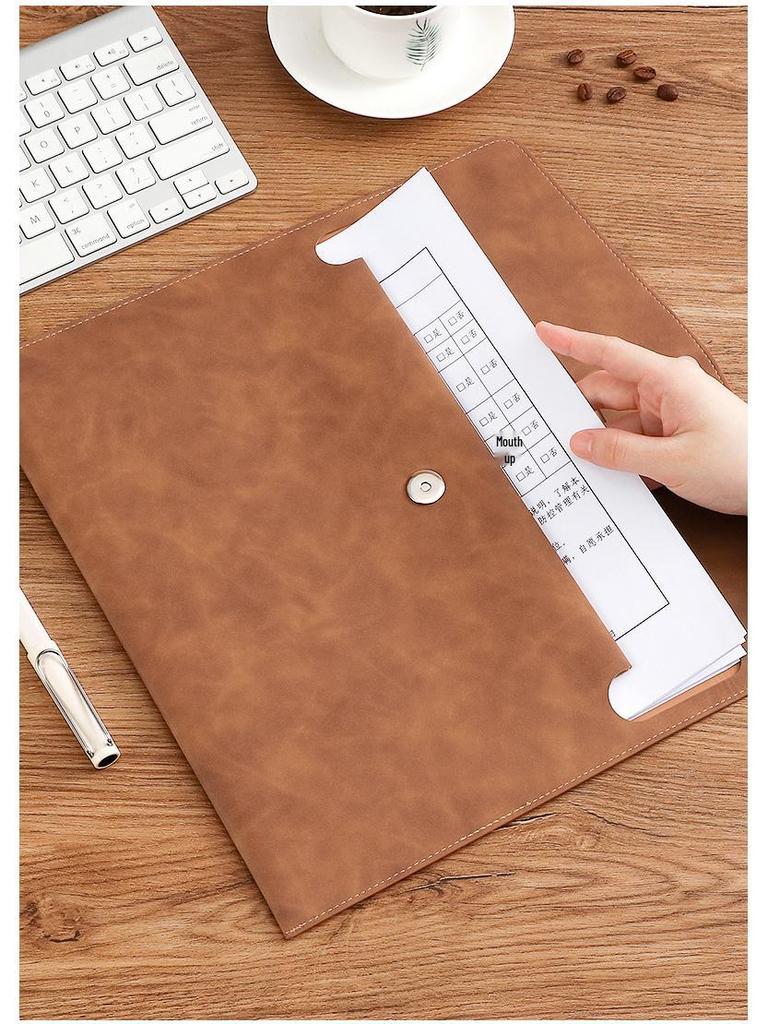 A4 PU Leather Zipper Pouch: Business Office File Bag & Stationery Folder