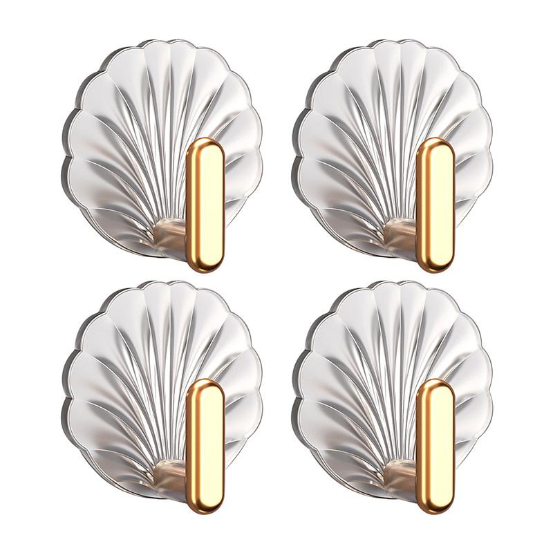 4/8Pcs Creative Shell Shape Wall Hook Bathroom Multifunction Punch-Free Hooks Coat Hanger Home Decoration Self-Adhesive Hooks